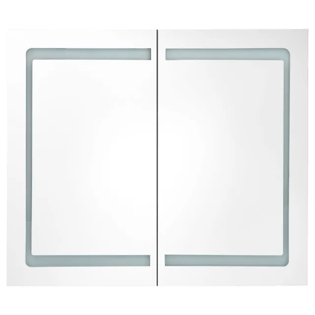 Armoire de salle de bain à miroir LED gris 80x12x68 cm