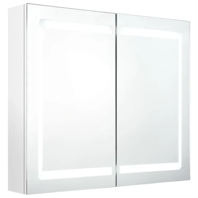 Armoire de salle de bain à miroir LED Blanc brillant 80x12x68cm