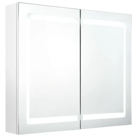 Armoire de salle de bain à miroir LED Blanc brillant 80x12x68cm