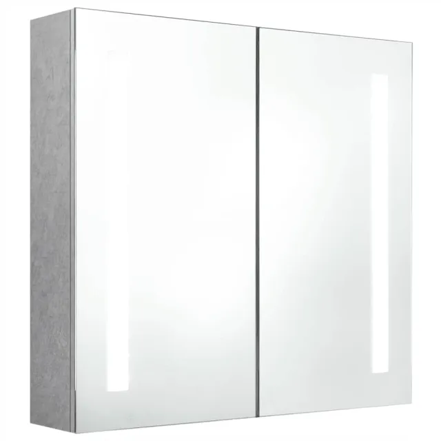 Armoire de salle de bain à miroir LED Gris béton 62x14x60 cm