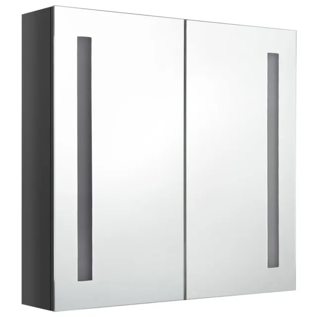 Armoire de salle de bain à miroir LED Gris brillant 62x14x60 cm