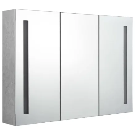Armoire de salle de bain à miroir LED Gris béton 89x14x62 cm 2