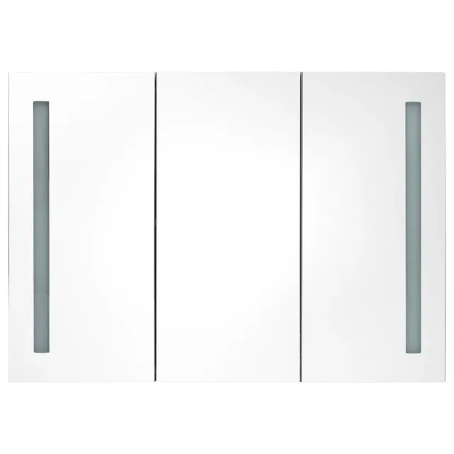 Armoire de salle de bain à miroir LED 89x14x62 cm Gris brillant