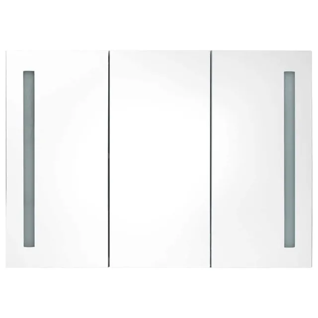 Armoire de salle de bain à miroir LED 89x14x62cm blanc et chêne