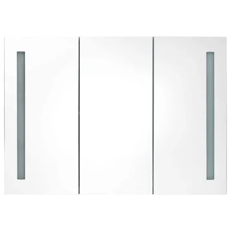 Armoire de salle de bain à miroir LED 89x14x62cm blanc et chêne