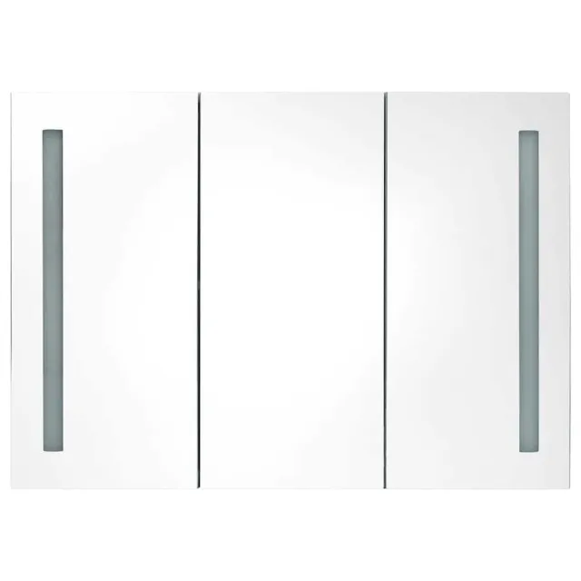 Armoire de salle de bain à miroir LED 89x14x62cm Blanc brillant