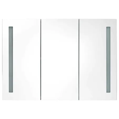 Armoire de salle de bain à miroir LED 89x14x62cm Blanc brillant