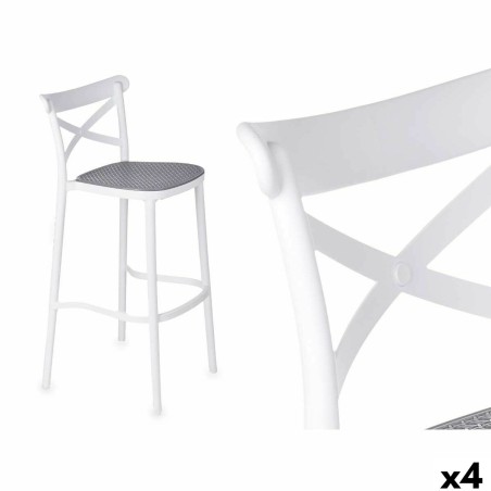 Hocker Gift Decor PC-175B PC-175B Weiß Grau Polypropylen Rattan 41 x