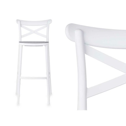 Sgabello Gift Decor PC-175B PC-175B Bianco Grigio polipropilene Rattan 2