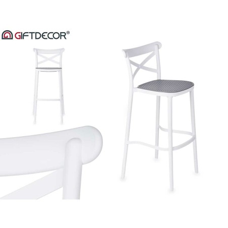 Tabouret Gift Decor PC-175B PC-175B Blanc Gris polypropylène Rotin 41