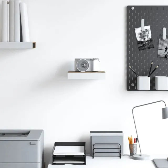 Étagère murale flottante Chêne et blanc 23x23,5x3,8 cm MDF