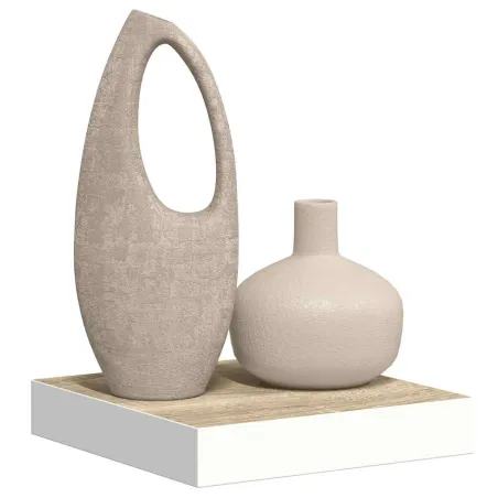 Étagère murale flottante Chêne et blanc 23x23,5x3,8 cm MDF
