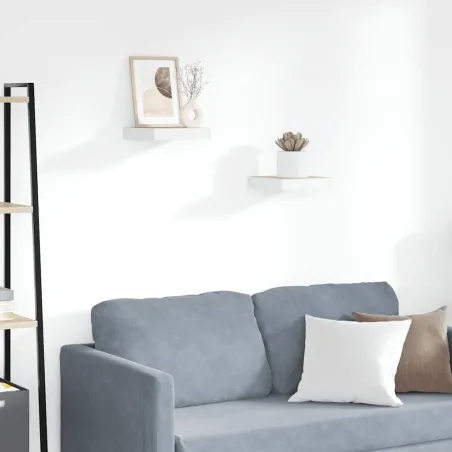 Étagères murales 2 pcs Chêne et blanc 23x23,5x3,8 cm MDF