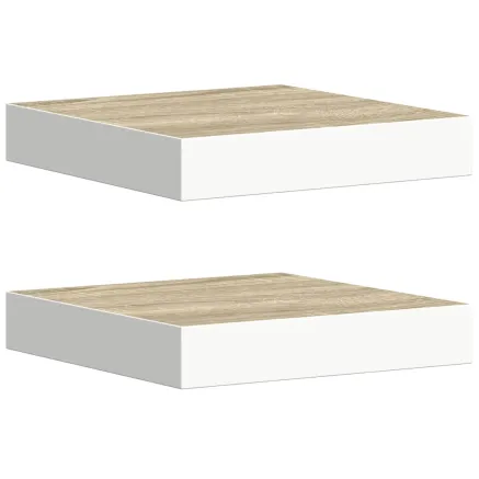 Étagères murales 2 pcs Chêne et blanc 23x23,5x3,8 cm MDF 2
