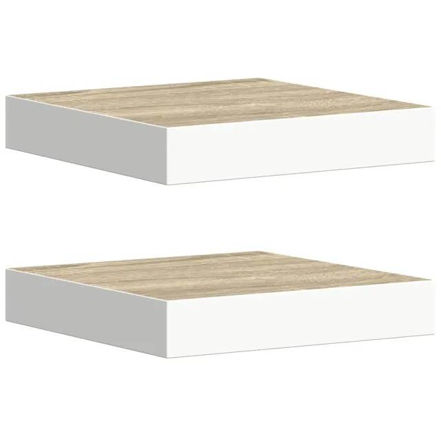 Étagères murales 2 pcs Chêne et blanc 23x23,5x3,8 cm MDF