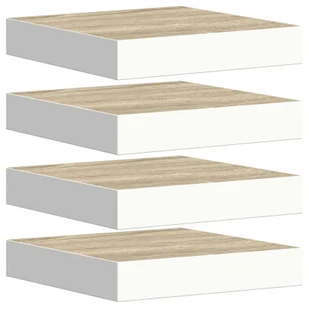 Étagères murales 4 pcs Chêne et blanc 23x23,5x3,8 cm MDF 2