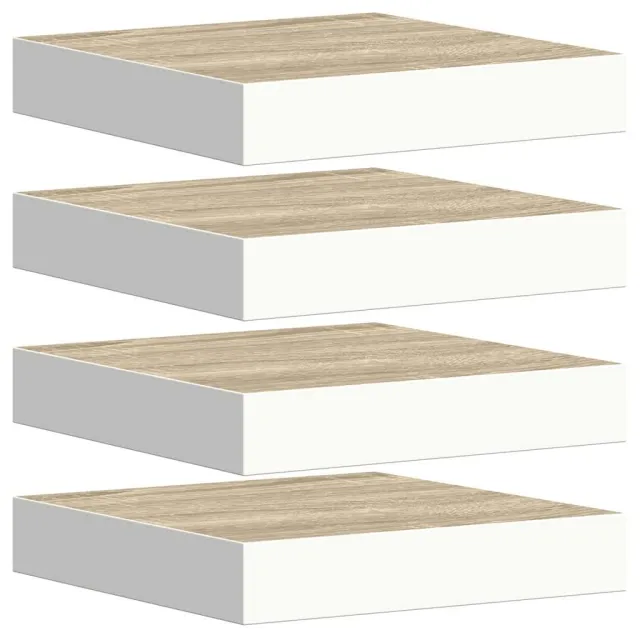 Étagères murales 4 pcs Chêne et blanc 23x23,5x3,8 cm MDF
