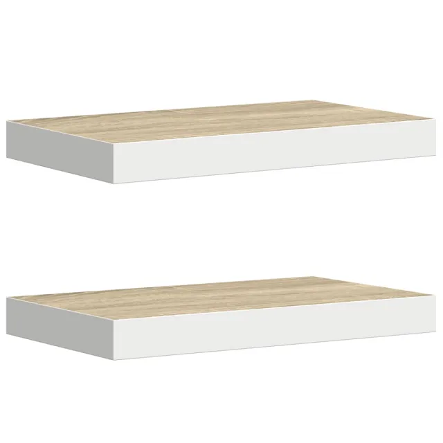 Étagères flottantes 2 pcs Chêne et blanc 40x23x3,8 cm MDF