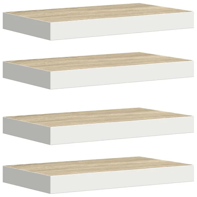 Étagères flottantes 4 pcs Chêne et blanc 40x23x3,8 cm MDF