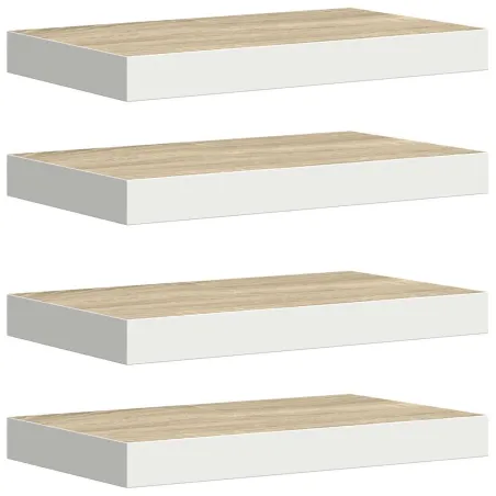 Étagères flottantes 4 pcs Chêne et blanc 40x23x3,8 cm MDF