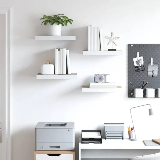 Étagères flottantes 4 pcs Chêne et blanc 40x23x3,8 cm MDF