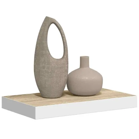 Étagère murale flottante chêne et blanc 50x23x3,8 cm MDF