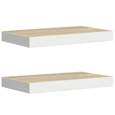 Étagères flottantes 2 pcs chêne et blanc 50x23x3,8 cm MDF 2
