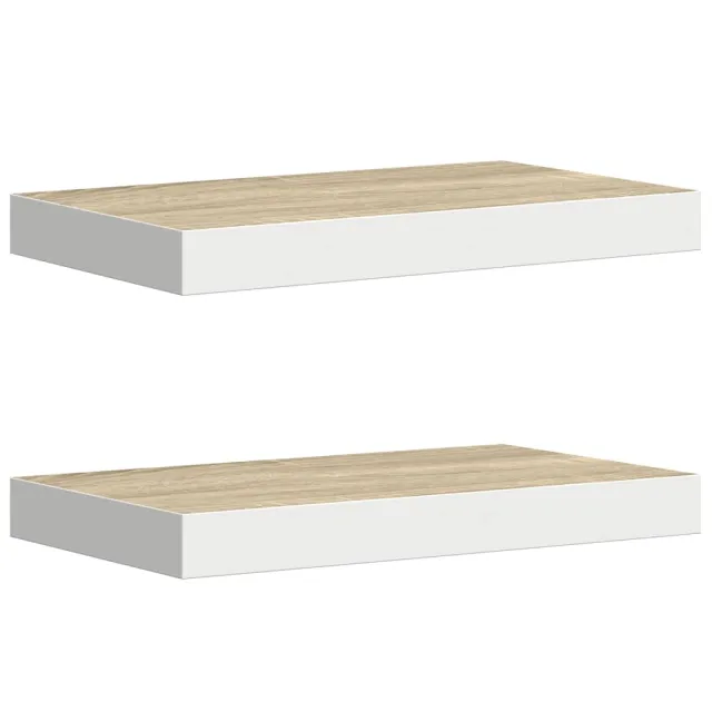 Étagères flottantes 2 pcs chêne et blanc 50x23x3,8 cm MDF