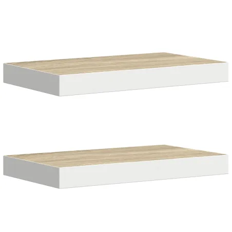 Étagères flottantes 2 pcs chêne et blanc 50x23x3,8 cm MDF