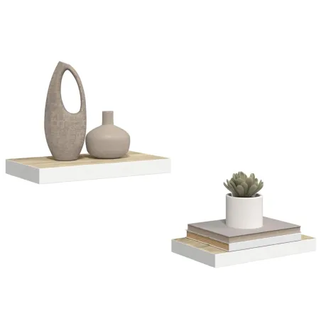 Étagères flottantes 2 pcs chêne et blanc 50x23x3,8 cm MDF