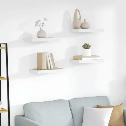 Étagères flottantes 4 pcs chêne et blanc 50x23x3,8 cm MDF