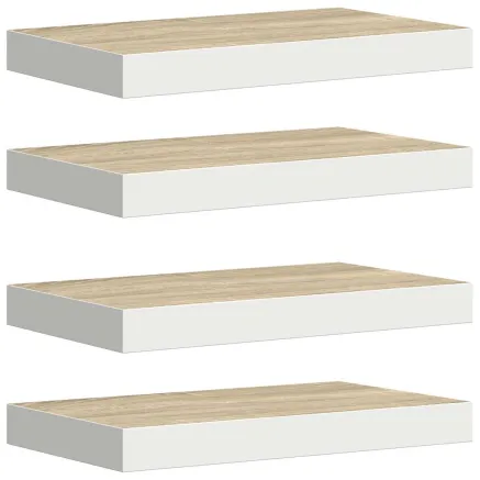 Étagères flottantes 4 pcs chêne et blanc 50x23x3,8 cm MDF 2