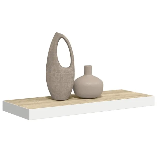 Étagère murale flottante chêne et blanc 60x23,5x3,8 cm MDF