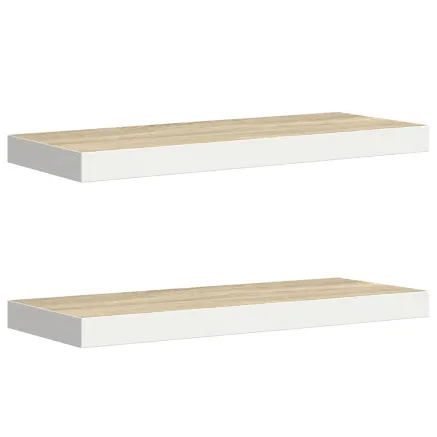 Étagères flottantes 2 pcs chêne et blanc 60x23,5x3,8 cm MDF 2