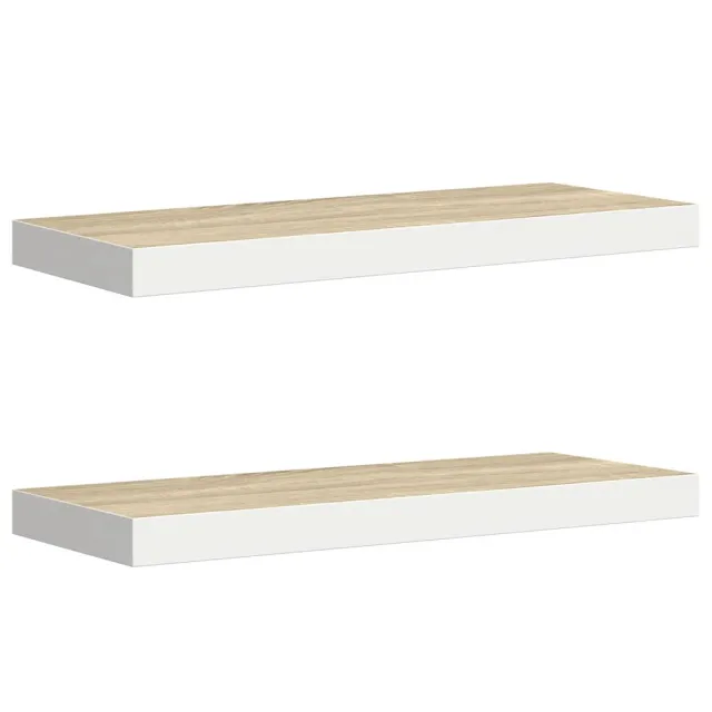 Étagères flottantes 2 pcs chêne et blanc 60x23,5x3,8 cm MDF