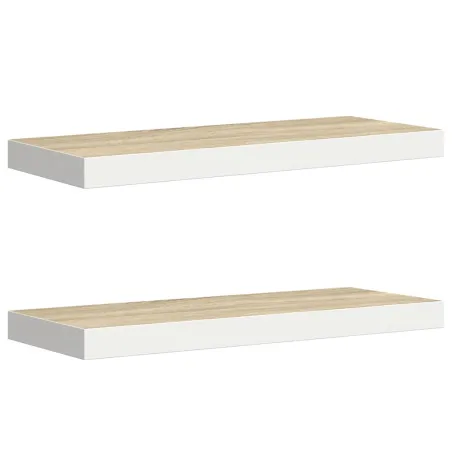 Étagères flottantes 2 pcs chêne et blanc 60x23,5x3,8 cm MDF