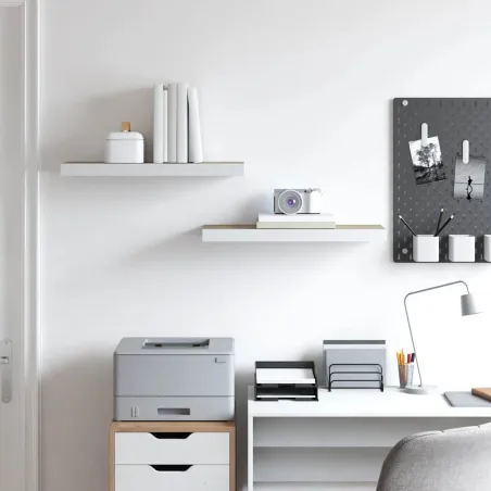 Étagères flottantes 2 pcs chêne et blanc 60x23,5x3,8 cm MDF