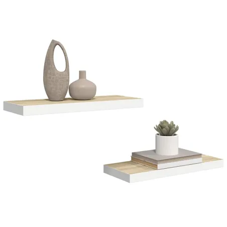 Étagères flottantes 2 pcs chêne et blanc 60x23,5x3,8 cm MDF