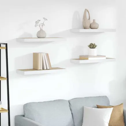 Étagères flottantes 4 pcs chêne et blanc 60x23,5x3,8 cm MDF