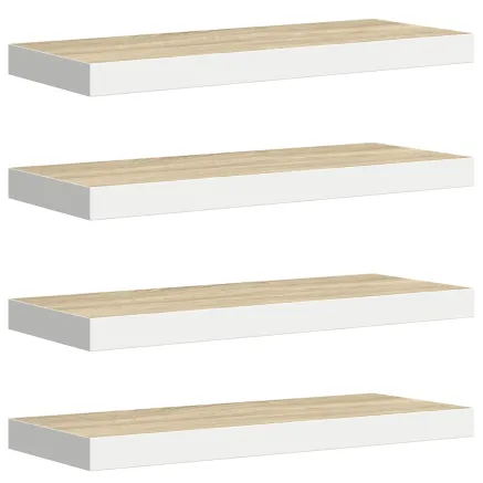 Étagères flottantes 4 pcs chêne et blanc 60x23,5x3,8 cm MDF 2