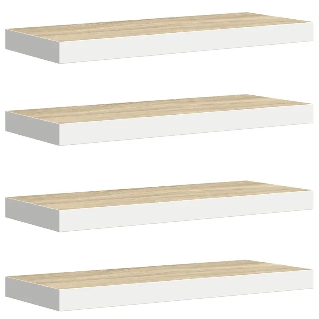 Étagères flottantes 4 pcs chêne et blanc 60x23,5x3,8 cm MDF