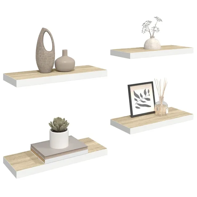 Étagères flottantes 4 pcs chêne et blanc 60x23,5x3,8 cm MDF