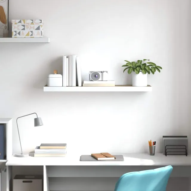 Étagère flottante murale chêne et blanc 80x23,5x3,8 cm MDF