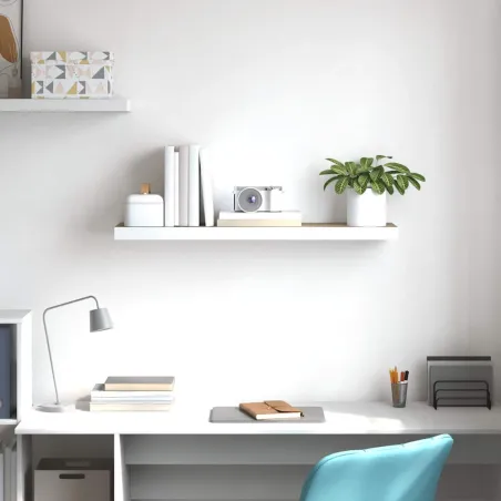 Étagère flottante murale chêne et blanc 80x23,5x3,8 cm MDF