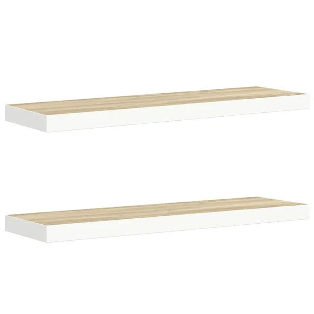Étagères flottantes 2 pcs chêne et blanc 80x23,5x3,8 cm MDF
