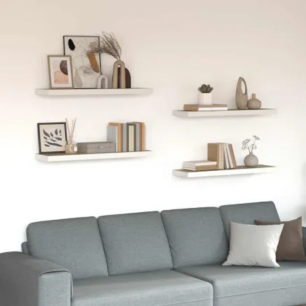 Étagères flottantes 4 pcs chêne et blanc 80x23,5x3,8 cm MDF