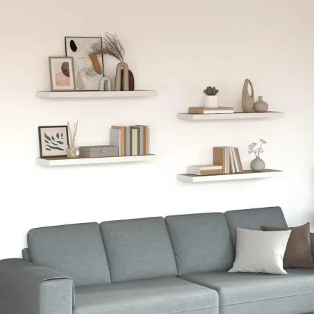 Étagères flottantes 4 pcs chêne et blanc 80x23,5x3,8 cm MDF