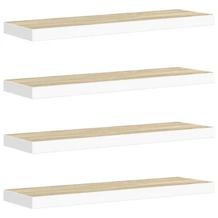Étagères flottantes 4 pcs chêne et blanc 80x23,5x3,8 cm MDF 2