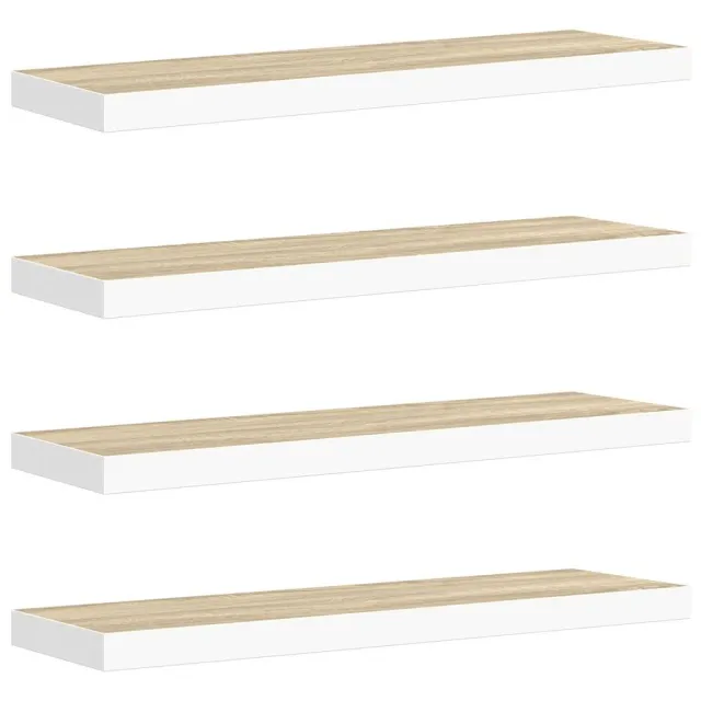 Étagères flottantes 4 pcs chêne et blanc 80x23,5x3,8 cm MDF
