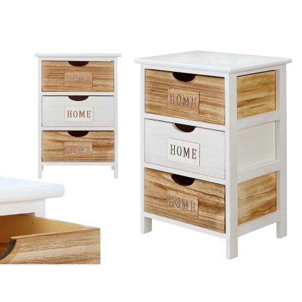 Schubladenschrank Gift Decor HW6650-3D Home Weiß Braun 40 x 58,5 x 29 2